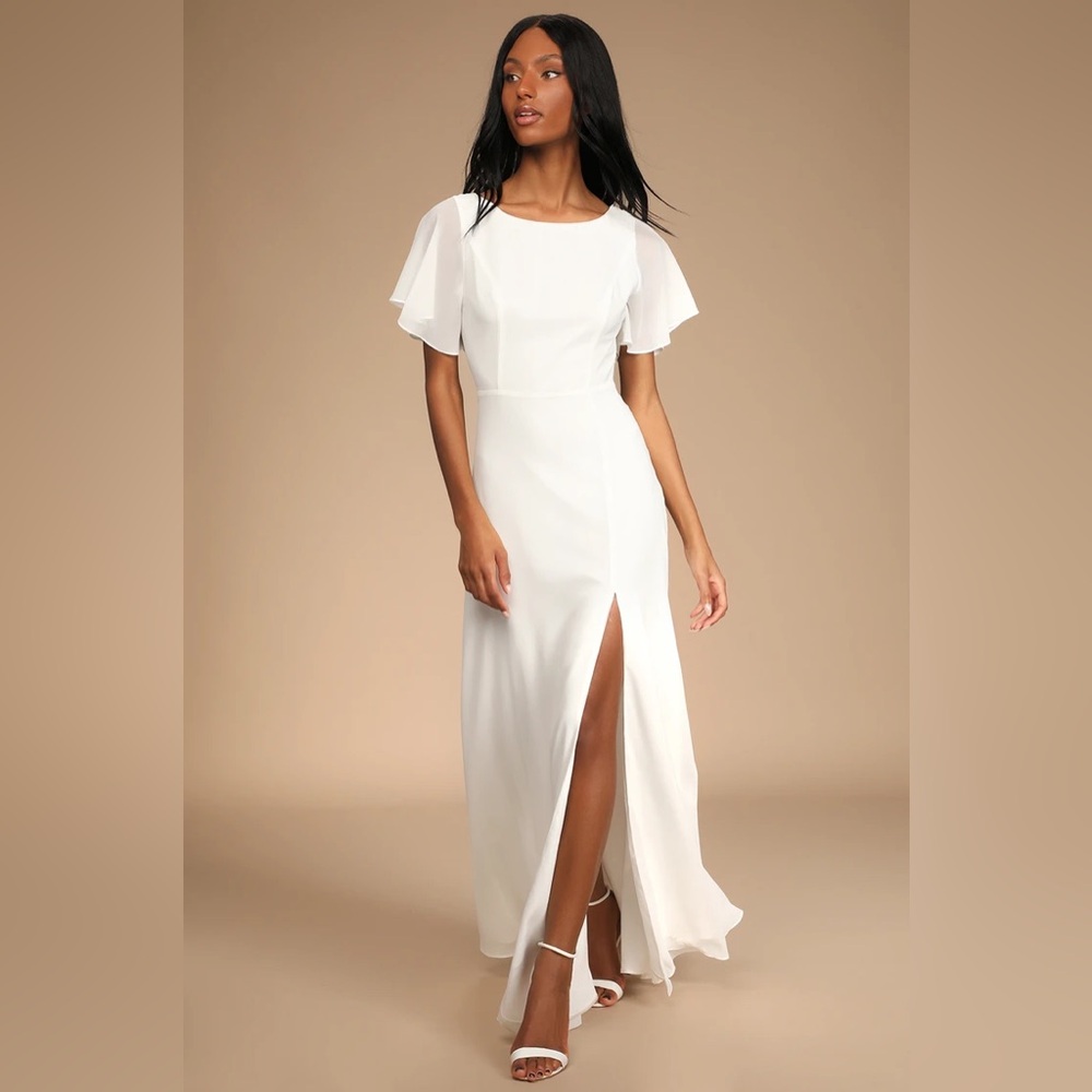 Lulus White Flutter Sleeve dress